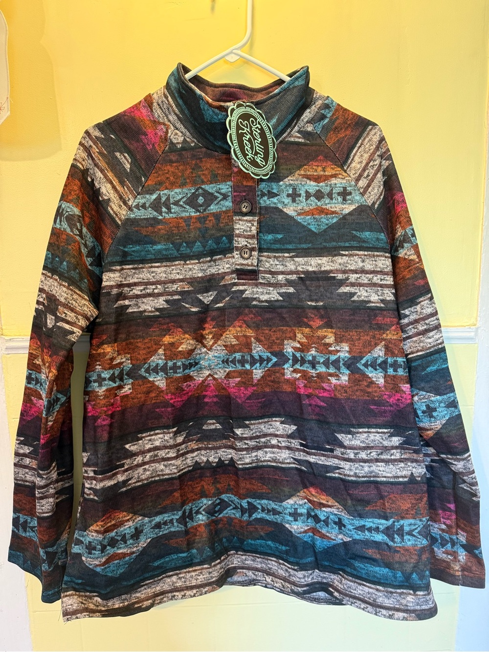 Southwestern-Print Turtleneck Pullover Sweater - Multicolor